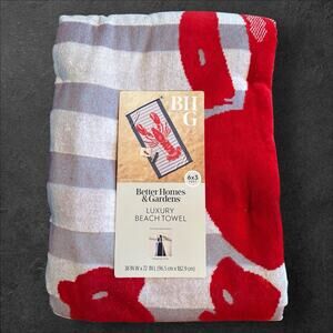 Better Homes And Gardens Luxury Beach Towel Oversized Lobster Blue Stripe